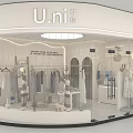 Minimalist Clothing Store Interior With Clothes On Racks Display Table Mirror And Plant Decor