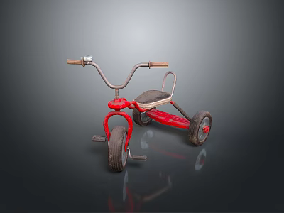 Kids Red Tricycle With Classic Design And Stable Wheels For Outdoor Play 3d model