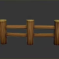 Wooden Outdoor Garden Fence With Cylindrical Posts And Horizontal Rails