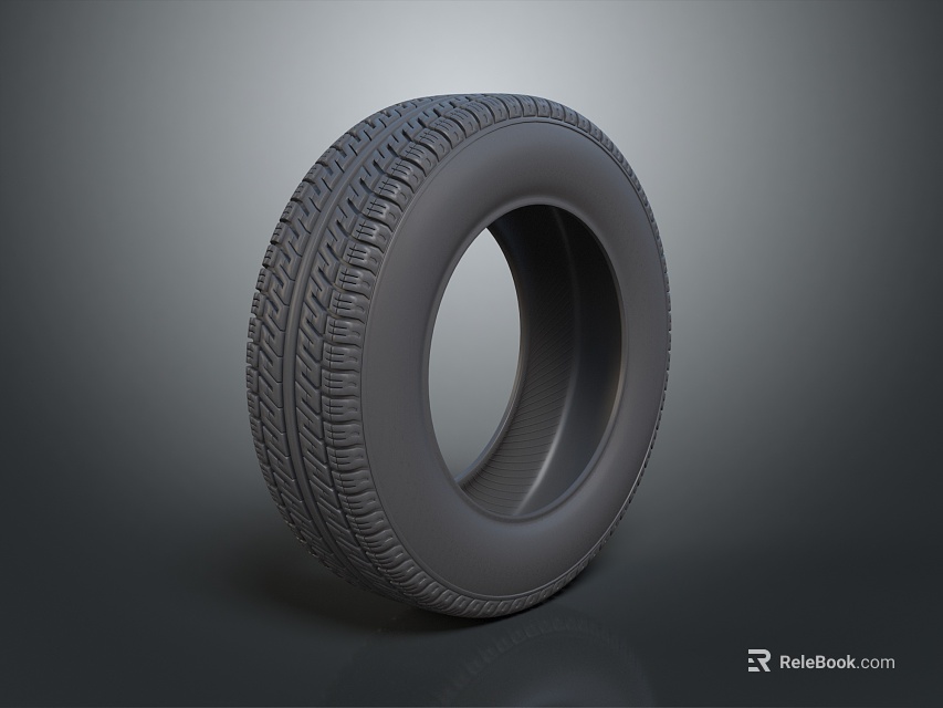3D Rendered Car Tire With Detailed Tread Pattern Isolated On Gray Background 3d model 