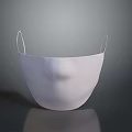 White Cotton Face Mask With Ear Loops For Daily Protective Use 3d model
