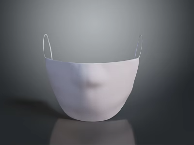 White Cotton Face Mask With Ear Loops For Daily Protective Use 3d model