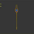 Mystical Trident Weapon Design With Blue Glowing Gem And Black Handle