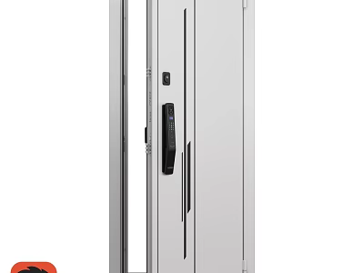 Modern Aluminum Swing Door With Smart Lock And Sleek Handle Design 3d model