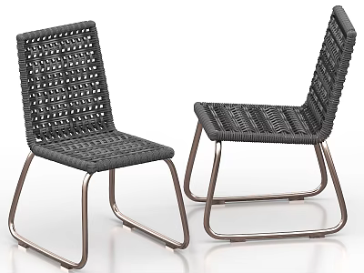 Modern Black Woven Chair Featuring Metal Legs And Sleek Design 3d model