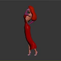 Stylish Cartoon Animal Character Wearing Red Dress Pink Gloves And White Heels
