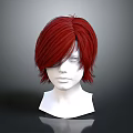 Fashionable White Mannequin Head With Layered Red Short Hair Wig