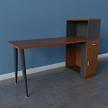 Modern Wooden Office Desk With Black Metal Legs And Storage Cabinet