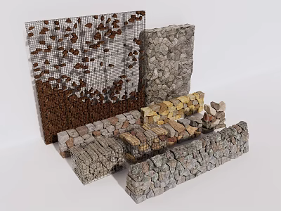 Natural Stone and Wood Decorative Materials with Various Textures and Designs 3d model