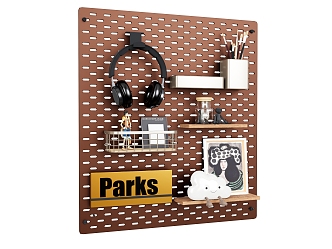 Log Storage Rack Wall Rack Headset Ornaments Stationery Hole Board 3d model