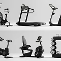 Modern Multifunctional Fitness Equipment Including Treadmill Exercise Bike Rowing Machine And Dumbbell Rack