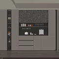 Modern Wine Cabinet with Glass Shelves Counter Wine Glasses and Storage Cabinets in Living Room Interior
