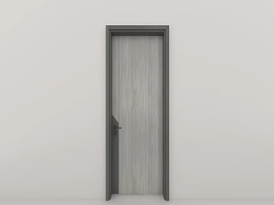 Modern Light Gray Wood Grain Hinged Door with Dark Gray Frame Design 3d model