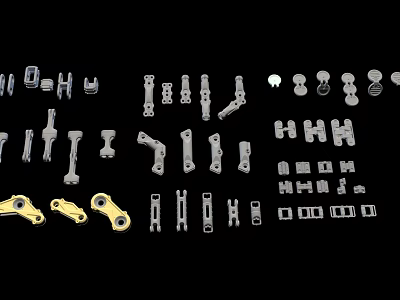 Industrial Equipment Assorted Metal Parts And Mechanical Components With Various Shapes 3d model