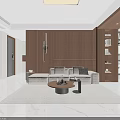 Modern Living and Dining Room Interior With TV Wall Coffee Table And Decor