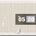 Modern Wooden TV Stand With Open Shelf TV Rabbit Figurine Yellow Ball And Spotted Cat