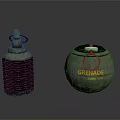 Military Weapons Two Different Grenades Cylindrical Spiral Pattern and Spherical Safe 09 Label Design