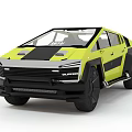 Futuristic Yellow Car With Angular Design Black Accents And Large Wheels