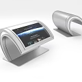 Modern Curved Touchscreen Desktop Monitor With Silver Metal Base And Interactive