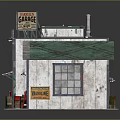 Miniature Shop And Gas Station Model Scene With Green Roof Red Car And Retail Facades