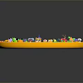 Colorful Small Items on Round Platform with Toys Letters Animals and Objects
