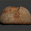 Artisan Bread With Crusty Surface And Flour Dusting On Dark Background