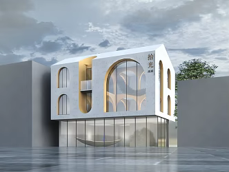 Art Museum Art Gallery Exhibition Gallery Museum Sales Office Slope Roof Simple Introduction Minimalist New Chinese Style 3d model