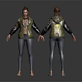 3D Character With Badge Jacket Skull Back Design Colorful Braids Tight Pants And Sandals