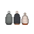 Stylish Modern Candle Lamps With Ring Handle And Black White Silver Striped Design