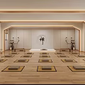 Zen Inspired Yoga Studio Interior With Wooden Floor Arranged Yoga Mats Plant Decorations And Windows