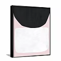 Abstract Painting With Black Pink And White Color Blocks For Modern Wall Decor