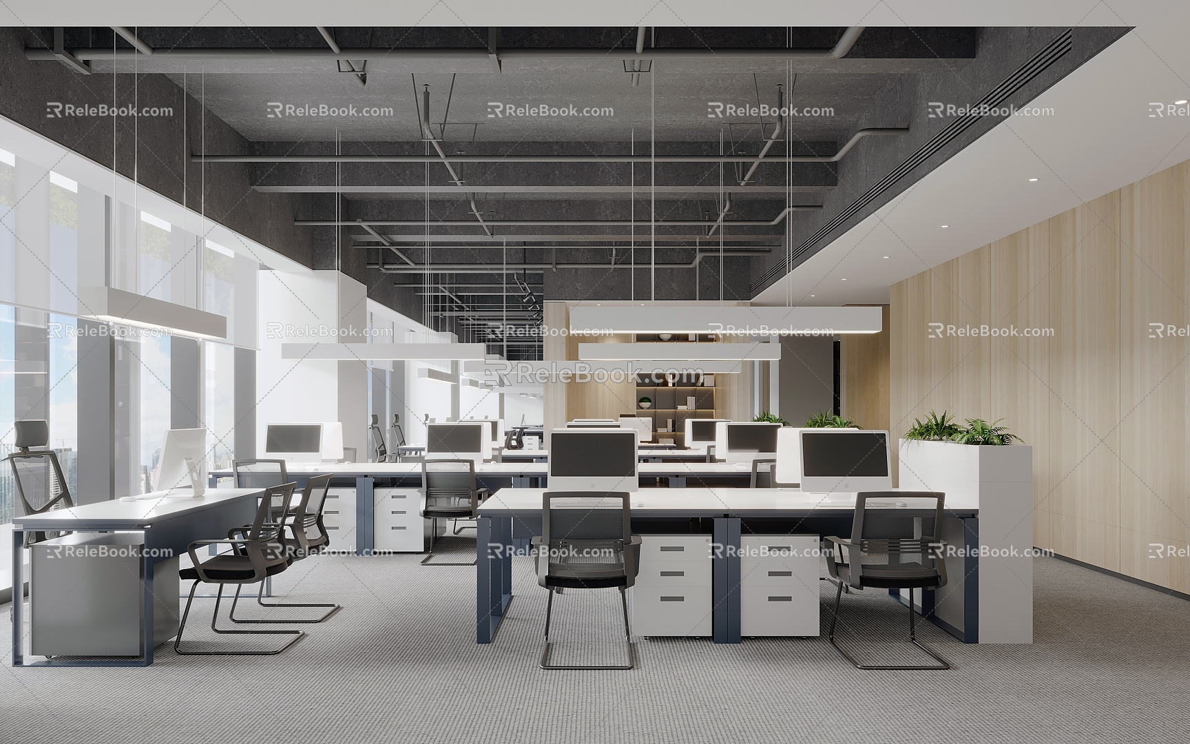 modern public office area open office 3d model