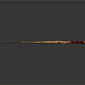 Ornate Curved Sword Featuring Golden Decorative Hilt And Red Straps Design