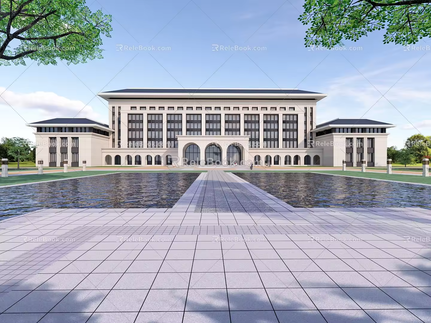New Chinese Teaching Building Office Building Cave Style Architecture School Architecture Hotel Architecture Nursing Home Industrial Park Activity Center Service Center Complex Building 3d model
