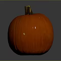 Orange Round Pumpkin As Household Decorative Item With Natural Stem And Smooth Surface