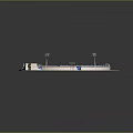 3D Rendered Cricket Stadium Design With Green Turf Brown Pitch Blue Stands And Light Poles
