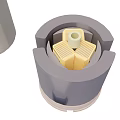 Gray And White Cylindrical Mechanical Components With Gold Inner Structure And Holes 3d model