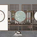New Chinese Style Partition Zen Style Screen Partition Carved Partition Wooden Partition Flower and Bird Picture Surface 3d model