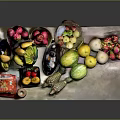 Assorted Fresh Colorful Fruits Display Featuring Pineapple Dragon Fruit Melon And Berries On Table