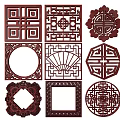 New Chinese Style Flower Lattice Window Carved Hollow Carved Window Corner Carved Gypsum Line Carved Window Pattern Carved 3d model