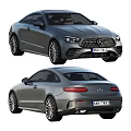 Mercedes Benz Silver Coupe Car Front and Rear View Exterior Design Details