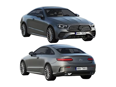 Mercedes Benz Silver Coupe Car Front and Rear View Exterior Design Details 3d model