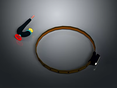 Practical Brown Leather Belt With Black Buckle And Colorful Small Accessory 3d model