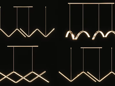 Modern Geometric Pendant Lights With Creative Hanging Designs And Illuminated Effects 3d model