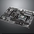Modern Computer Motherboard with CPU Socket Chipset Capacitors and Expansion Slots 3d model