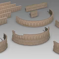 Classical Garden Landscape With Dome Structures Decorative Arches Stone Columns And Steps