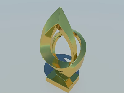 Golden Abstract Geometric Ornament Decoration Set With Shiny Ring And Base 3d model