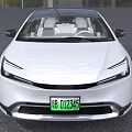White Modern Car With Sleek Exterior Design And Green License Plate
