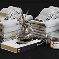Stylish Bathroom Accessories Collection With Soft Towels Lotion Bottles And Decorative Jars