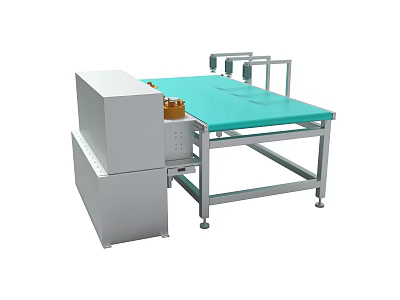 Industrial Processing Machine With Green Workbench And Silver Metal Frame 3d model